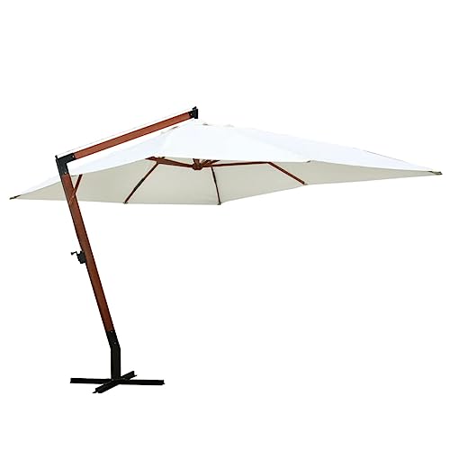 INLIFE Ampelschirm Holz weiß 4 x 3 m,26,7 KG,40081