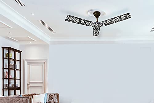 Image of Stylista Waterproof & Dustproof Three Blade Ceiling Fan Cover with attachable Enclosure Set of 1 Fan Cover Trellis Pattern Grey