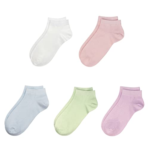 SERISIMPLE Viscose Bamboo School Socks Ankle Super Soft Kids Stretch Cuffs Athletic Socks Odor Resistant Anti-odor 5 Pairs (Medium, Assorted1)