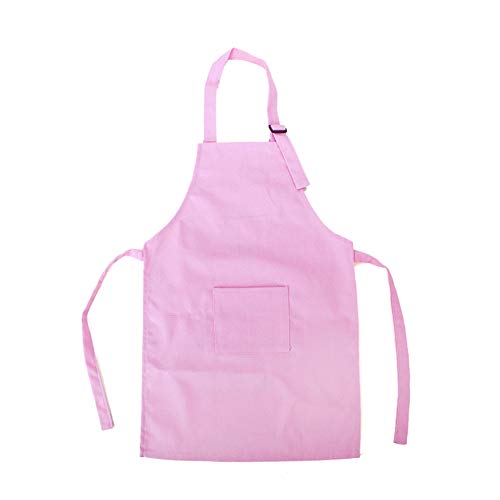 Delantal colorido de lona para niños de la marca Opromo, con bolsillo, tanto para manualidades como para cocinar (tallas S-XXL), Lona de algodón, rosa claro, large