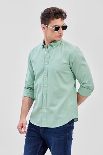 Image of SNITCH Men's Shirts | Slim Fit Cotton-Linen Blend | Classic Button-Down Collar & Full Sleeves | Casual & Formal Wear