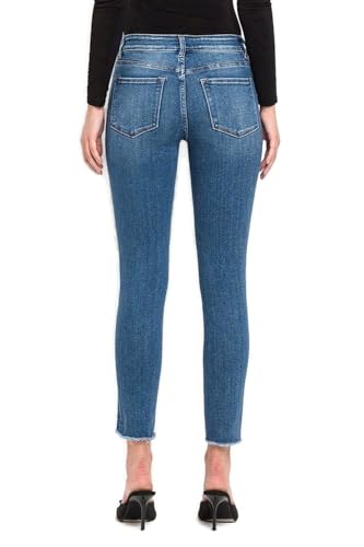 VERVET by Flying Monkey Women's Mid Rise Raw Hem Crop Skinny Jeans4