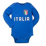 Cnins Toddler Italia Football Onesie Bodysuit For Infant Boys & Girls Blue Im Italian Baby Soccer Jersey Shirt (C-ITL,12-18M)