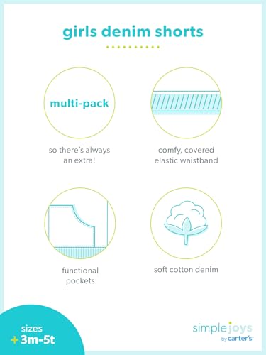 Simple Joys by Carter’s Baby Mädchen Jeansshorts, Olivgrün/Weiß, 12 Monate