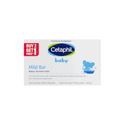 Image of Cetaphil Baby Mild Cleansing Bar for Newborns & Babies 3 x 100 gm | With Shea Butter, Avocado Oil & Olive Oil | Gentle, Hypoallergenic, Pediatrician Recommended | Dry & Sensitive Skin