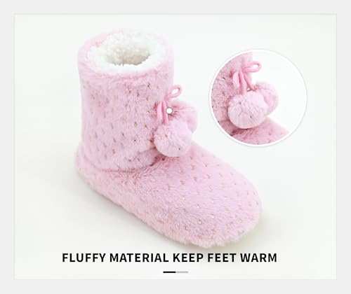 Image of DICUIRD Slipper Socks for Women,Fuzzy House Indoor Boots Slippers with Soft Soles,Warm Cozy Fluffy Sherpa Lined Booties Socks with Non Slip Bottom
