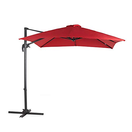 VonHaus Offset Hanging Roma Umbrella - 8ft Cantilever Parasol with Easy Tilt & Rotate Functions – Air Vent & UV50+ Protection – Outdoor & Garden