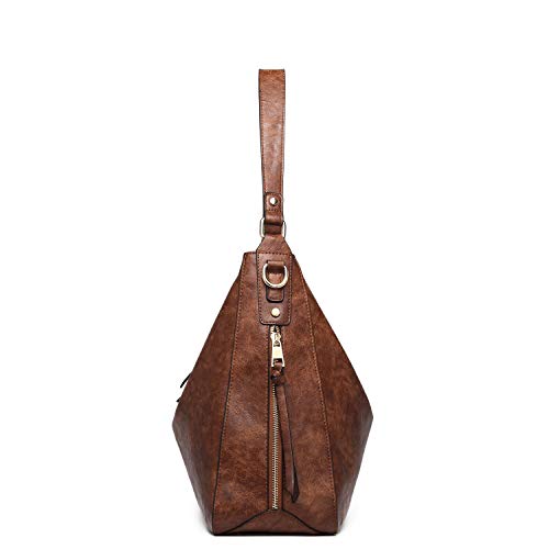 Women Tote Bag Handbags Pu Leather Fashion Hobo Shoulder Bags With Adjustable Shoulder Strap, M,Brown-D #TOP7