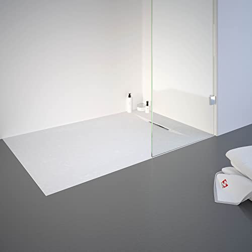 Schulte receveur de douche 80 x 120 x 3,2cm, blanc, effet pierre ultra léger (14.6 kg), rectangulaire, extra plat à poser ou à...
