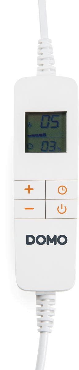 DOMO DO637ED Elektrische Heizdecke - 180 x 130 cm - Flanell-Fleece - waschbar - Timer - Überhitzungsschutz - 1P - 160 W- blau