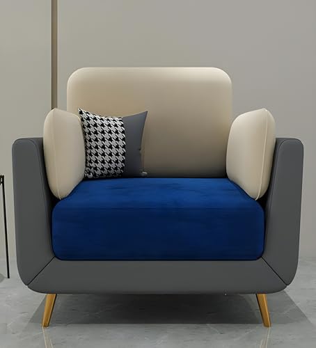 Image of Velvet Contemperory Sofa Couch with Cushion Chaise Lounge Sectiona Sofa Perfect for Living Room & Bedroom Guests Home & Office (One Seater Blue & Beige)