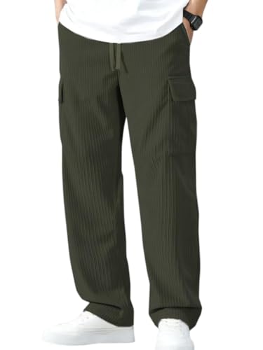 Image of Cargo Joggers for Men - Cotton Loose Fit Utility Pants with 6 Pockets | Durable Outdoor & Hiking Trousers