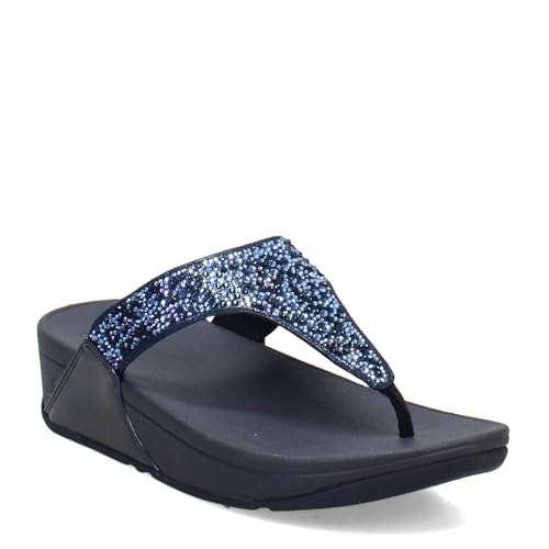 FitFlop, Women's, Lulu Crystal-Mix Toe-Post Sandals, Midnight Navy, 11, Medium