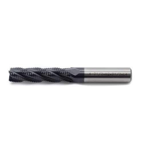 Image of Roughing End Mill JESTUOUS HSS Square Nose 4 Flute Fine Tooth Bit 1 /2 inch Shank Dia. 2 inch Flute Length for Milling Metal Steels,1 Piece