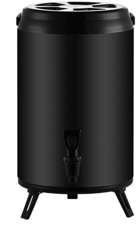 Riazdiw 6L/8L/10L/12L ケトル 断熱 ステンレススチール 断熱 保温・保冷 三脚 温水/ジュース/ミルクティー/牛乳/豆乳/コーヒー 家族の集まり レストラン (ブラック,8L)