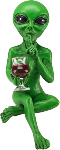 Estatua Alien con Vaso de Cerveza Decorativa Verde