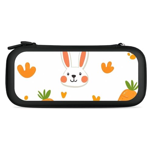 Cute Carrots And Rabbit Paws Compatible with Switch Carrying Case Hard Travel Game Bag Pouch with 15 Games Accessories Black-style