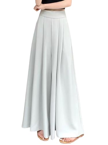 Betusline Women's Culottes High Waist Casual Pleated Wide Leg Palazzo Long Pants
