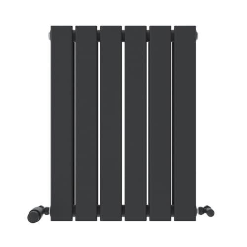iBathUK Apex Horizontal Radiator, Double Flat Panel Radiators, 600x456mm Slim Radiator for Bathroom,Kitchen,Living Room- Anthracite