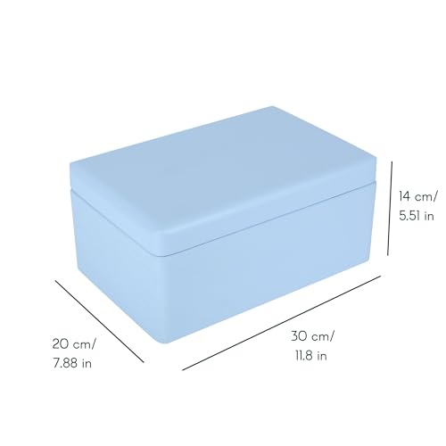Creative Deco Large Blue Plain Wooden Storage Box with Lid, 30 x 20 x 14 cm - Image 3