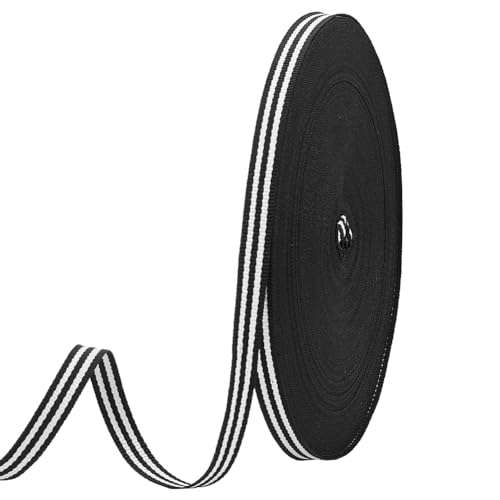 PH PandaHall 45.7m Black White Striped Ribbon