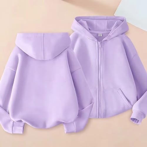 Fall Zip Up Hoodie Kids Fuzzy Fluffy Long Sleeve Oversized Girls Fleece Jacket with Pocket Preppy Thermal Workout Coat3