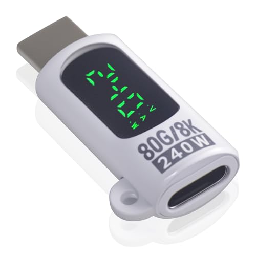 Poyiccot 80Gbps USB C Extender Adapter for Thunderbolt 5, 240W USB C Male to Female Adapter, 8K@60Hz Video Type C Extender Digital Display for Headphone/OTG Phone/Docking/Game Controller, White 1pcs