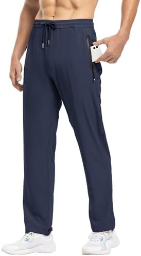 TBMPOY Men’s Track Pants Lightweight Quick Dry Athletic Hiking Workout Travel Sports Active Zipper Pockets