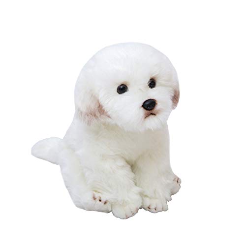 Lindo Juguete de Peluche de Perro maltés de simulación Bichón Frise Cachorro de Peluche Juguete para Perros Apaciguar muñecas para niños Regalo de cumpleaños 38 * 21 * 26 cm Blanco
