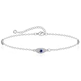 Rotnso Anklets for Women Silver Plated Evil Eye Ankle Bracelets Trendy Waterproof Boho Chain Link Anklets Set Dainty Cute Diamond Beaded Non Tarnish Summer Beach Jewelry Gift