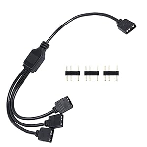 YACSEJAO ARGB-Splitterkabel 5V 3Pin Adresseerbare RGB 1 tot 3 Splitterkabel met Mannelijke Pins voor Computerchassis, CPU-koeler en 5V ARGB-Ventilator