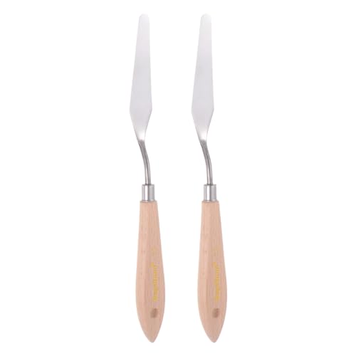 sourcing map 2pcs No.11 Painting Palette Knives Stainless Steel Pointy Spatula Pallet Knife with Beech Wood Handle for Oil Acrylic Paint Canvas Mixing Spreading