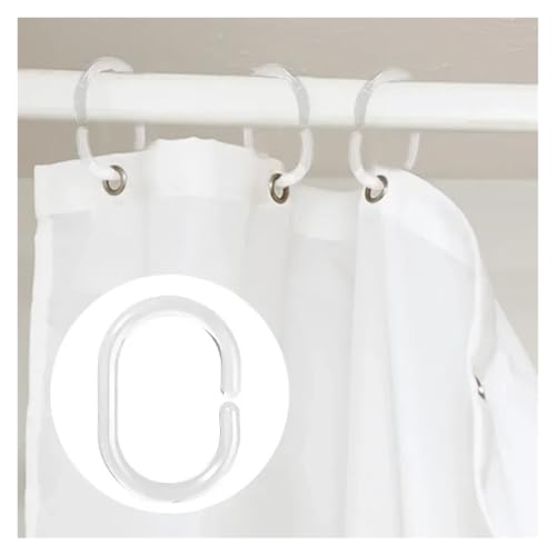 Anillos de cortina de ducha tipo C transparentes ganchos reutilizables de plástico pack de 50 unidades 6