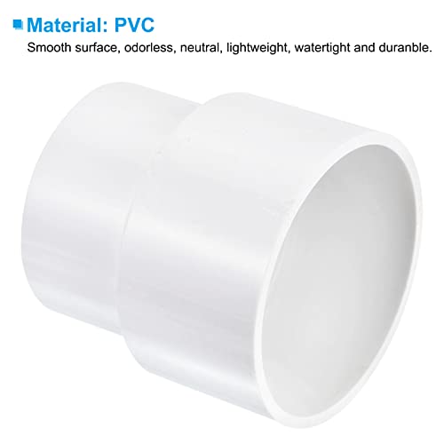 PATIKIL PVC Reducer Pipe Fitting 90mm to 75mm ID, 3 Pack Straight Coupling Adapter Connector, White - Image 4