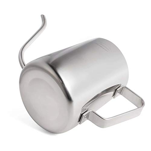 Long Narrow Spout Coffee Pot [Small] - Newness 304 Stainless Steel Hanging Ear Hand Blunt Pour Over Drip Pot for Coffee Maker, Hanging Ear Coffee Bag Lover, 1.37 Cup (11 Ounces, 330 Milliliter) - Thumbnail 6