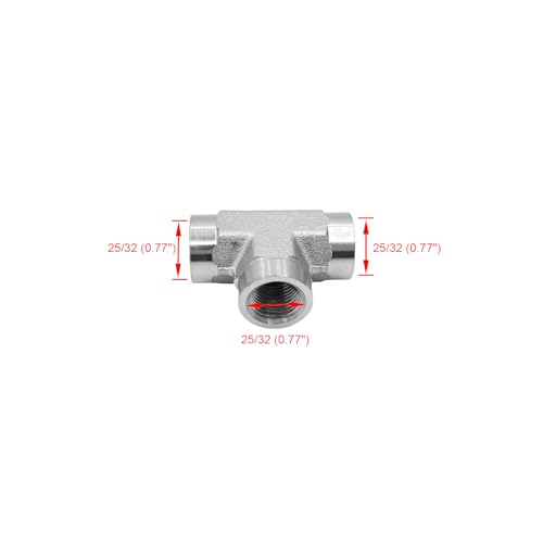 Image of 5605-08-08-08 Hydraulic Hose Adapter Fitting 1 /2 inchFemale(1 /2 inch-14NPTF) x 1 /2 inchFemale(1 /2 inch-14NPTF) x 1 /2 inchFemale(1 /2 inch-14NPTF) Street Tee SAE Pipe Joints Connector Carbon Steel