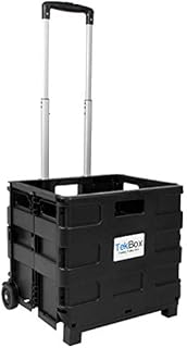 TekBox Folding Boot Cart Shopping Trolley Fold Up Storage Box Wheels Crate Foldable