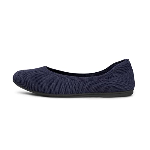 Arromic Navy Blue Flats Shoes for Women, Washable Round Toe Knit Ballet Flats Shoes with Arch Support and Comfortable Heel Cushions, Soft Slip on Dressy Shoes for Business Casual, Office, Work4