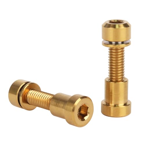 Image of Titanium Bolt M5x16 18 20mm with Washer Steerer Clamp Nut for Bicycle Stem Front Forking Lock Pack of 2 (Gold, M5x20mm)