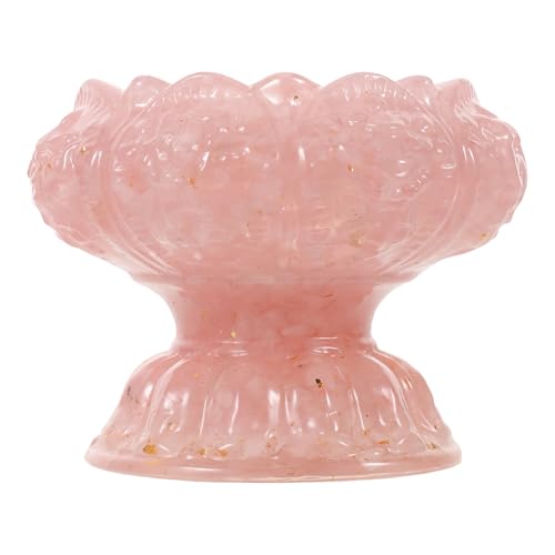 HEALEEP Cuenco Decorativo de Flor de Loto Base Tallada, Organizador de Joyas de Cristal Natural, Plato para Baratijas y Anillos, Color Rosa, Adecuado para Decoración del Hogar y Entrada,