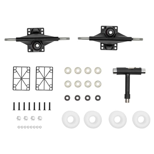 Skateboard Trucks and Wheels Combo Set, Longboard Skateboard Trucks, Skateboard Wheels 52mm, Skateboard Bearings, Skateboard Hardware for Highways, Concrete Roads, and Plastic Runways (Black)