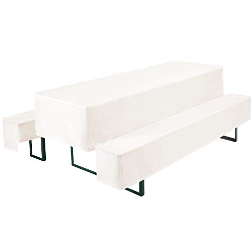 DILUMA | Biertischhussen Set Fiesta 220x50 Weiß | 3-Teiliges Hussenset für Bierzeltgarnituren Cover