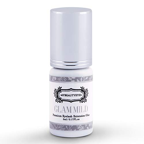 Sensitive Individual Eyelash Extension Glam Mild Glue 5 ml/Semi Permanent Extension Black Adhesive Eyelash Bonding Supplies/Drying Time 7-8 Sec/Retention 2-3 Weeks/Latex Free (Glam Mild 5g)