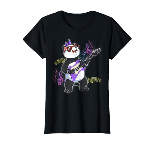 Panda Guitar Rockstar T-Shirt, Women, Black, X-Large