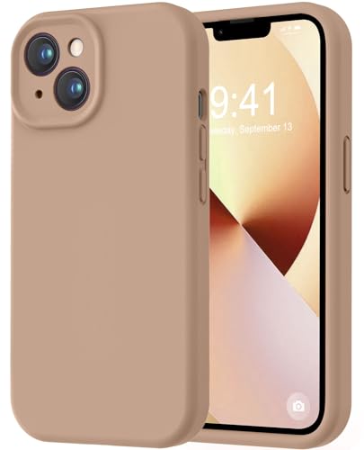 Image of LOVE 3000 Designed for iPhone 13 Case, Premium Silicone with [Camera Protection] [Soft Anti-Scratch Microfiber Lining] Shockproof Protective Phone Case for iPhone 13 Women Men Girls 6.1 inch, Light Brown