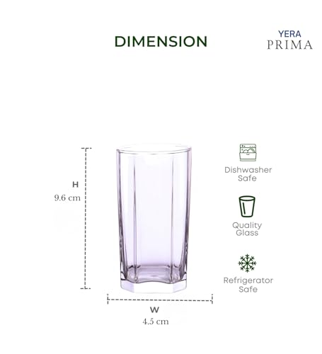Image of Yera Prima Pyramid Zest Designer Tumbler Set of 2, 210 ml Each | Tumblers for Water, Cold Drinks, Juice | Dishwasher Safe | for Daily use & Gifting