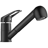 【Spültischbatterie mit 360 ° drehbarem, ausziehbarem Auslauf】Die Sprühbrause kann ca. 50 cm herausgezogen werden. Der Wasserhahn ist für Einzel- und Doppelwaschbecken geeignet und kann sich frei drehen, wodurch Ihre Arbeit im Spülbeckenbereich reibungsloser wird