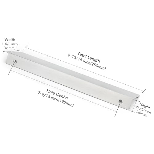 Image of Rergy 10 Pack 7-1 /2 inch Cabinet Pulls Brushed Nickel Finger Pulls for Cabinets | Aluminum Alloy Silvery Edge Pulls Modern Cabinet Handles for Kitchen, Cupboard, Drawers, Dressers, Screws Included