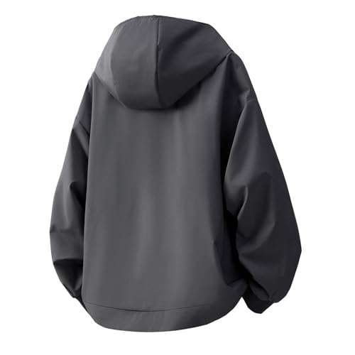 Image of GURUNVANI Mens Solid Color Zip Up Hooded Jacket Unisex Oversized Sports Windbreaker Coat
