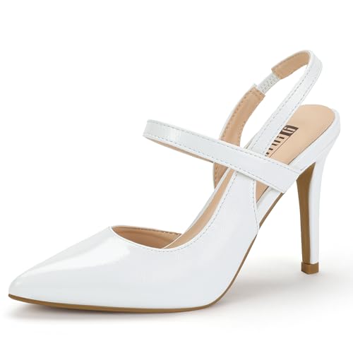 IDIFU IN4 Women's Pumps High Heels Strappy Closed Toe Stiletto Pointed Toe Slingback Dress Shoes for Women Wedding Prom Bridal Party Trendy Fashion Sexy Comfortable Pumps Dressy Shoes